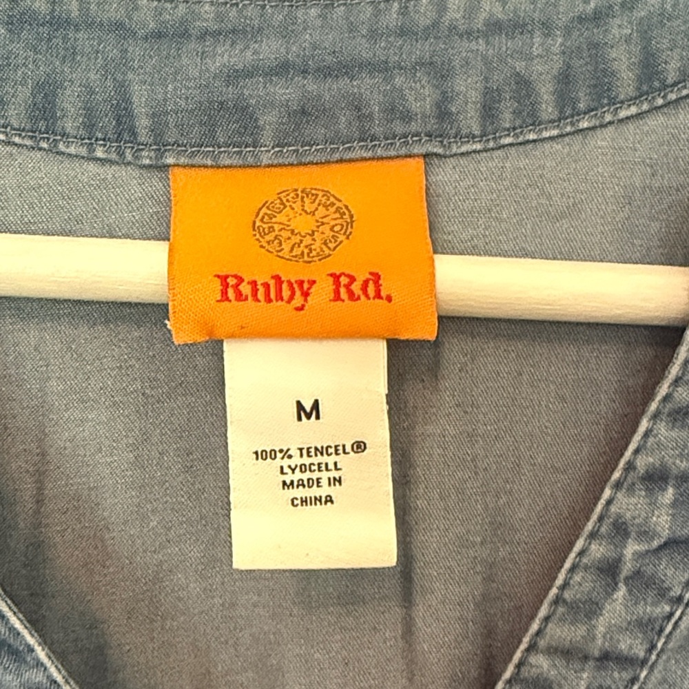Ruby Rd Blue Denim Top M - Picture 2 of 5